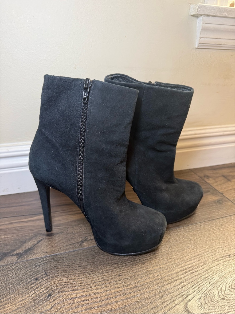 Pour La Victoire Black Suede Stiletto High Heel Ankle Boots Size 5
